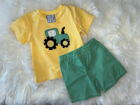 Tractor Boys appliqué Short Set