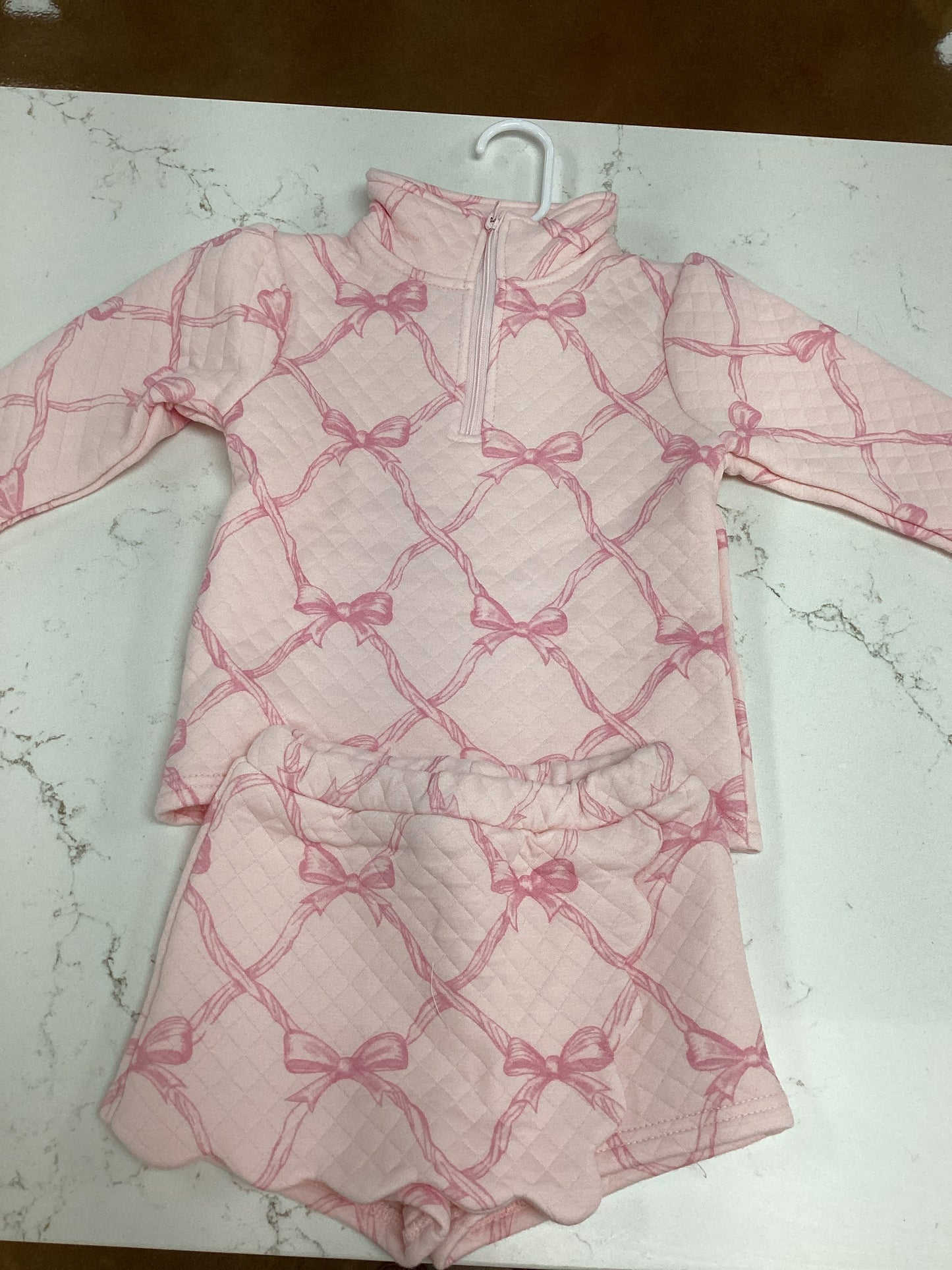 BS Pink Bow Quilted Jacket Set