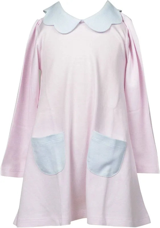 Pink Stripe Scallop Dress