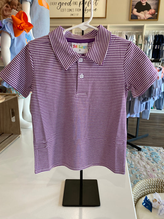 Purple and White Strip Polo