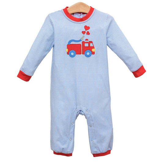 Sound The Alarm Firetruck Vday Romper