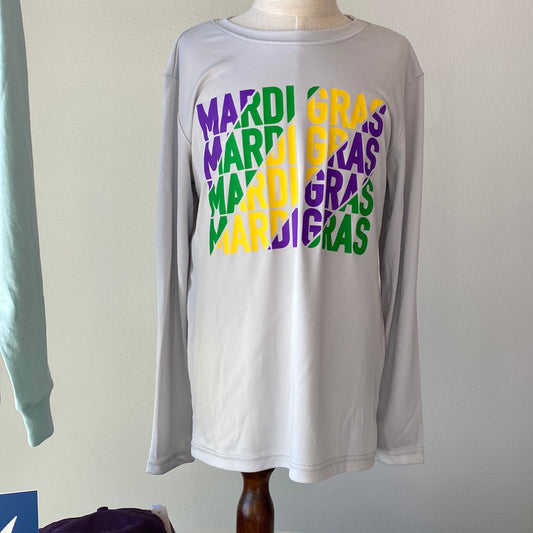 Mardi Gras Dri Fit Grey Tee