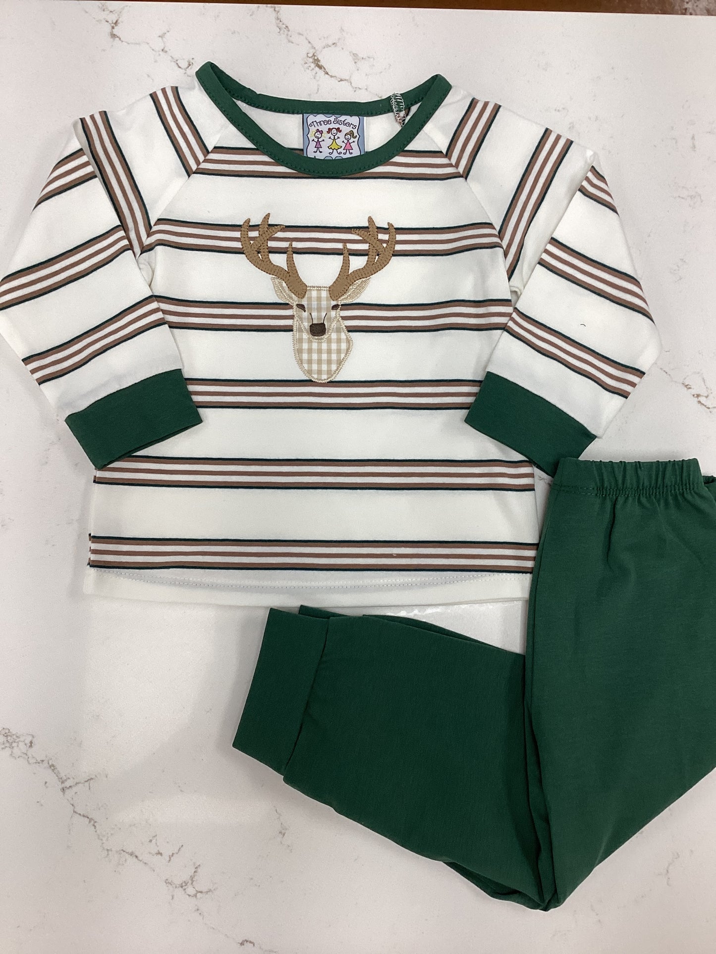 TS Striped Gingham Deer Pant Set