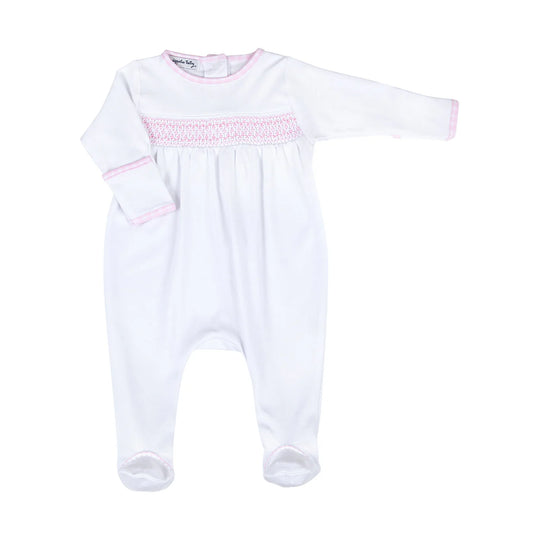 NEW BEGINNINGS SMOCKED FOOTIE- PINK