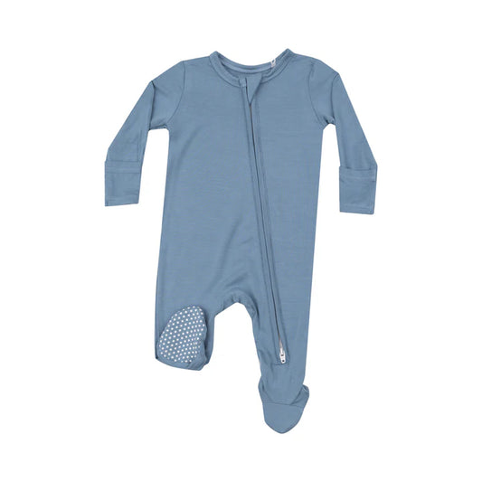 Dusty Blue Zipper Angel Dear Footie