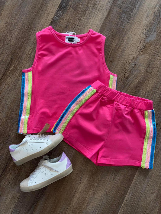 Hot Pink Sequin Queen Set