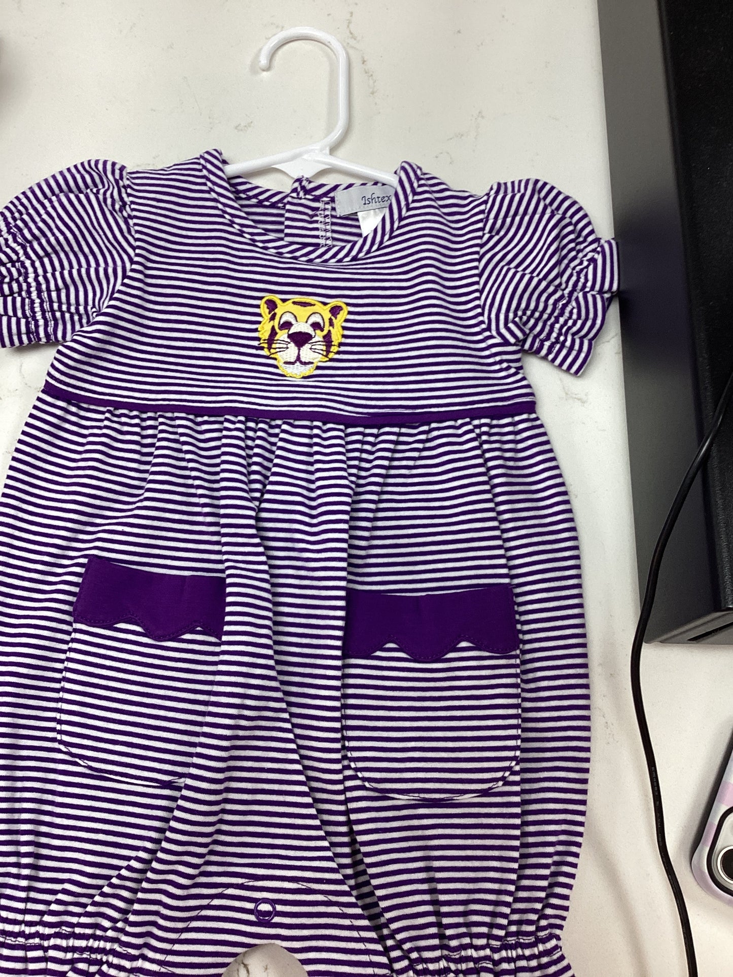 Girls Tiger Striped Ruffle Romper