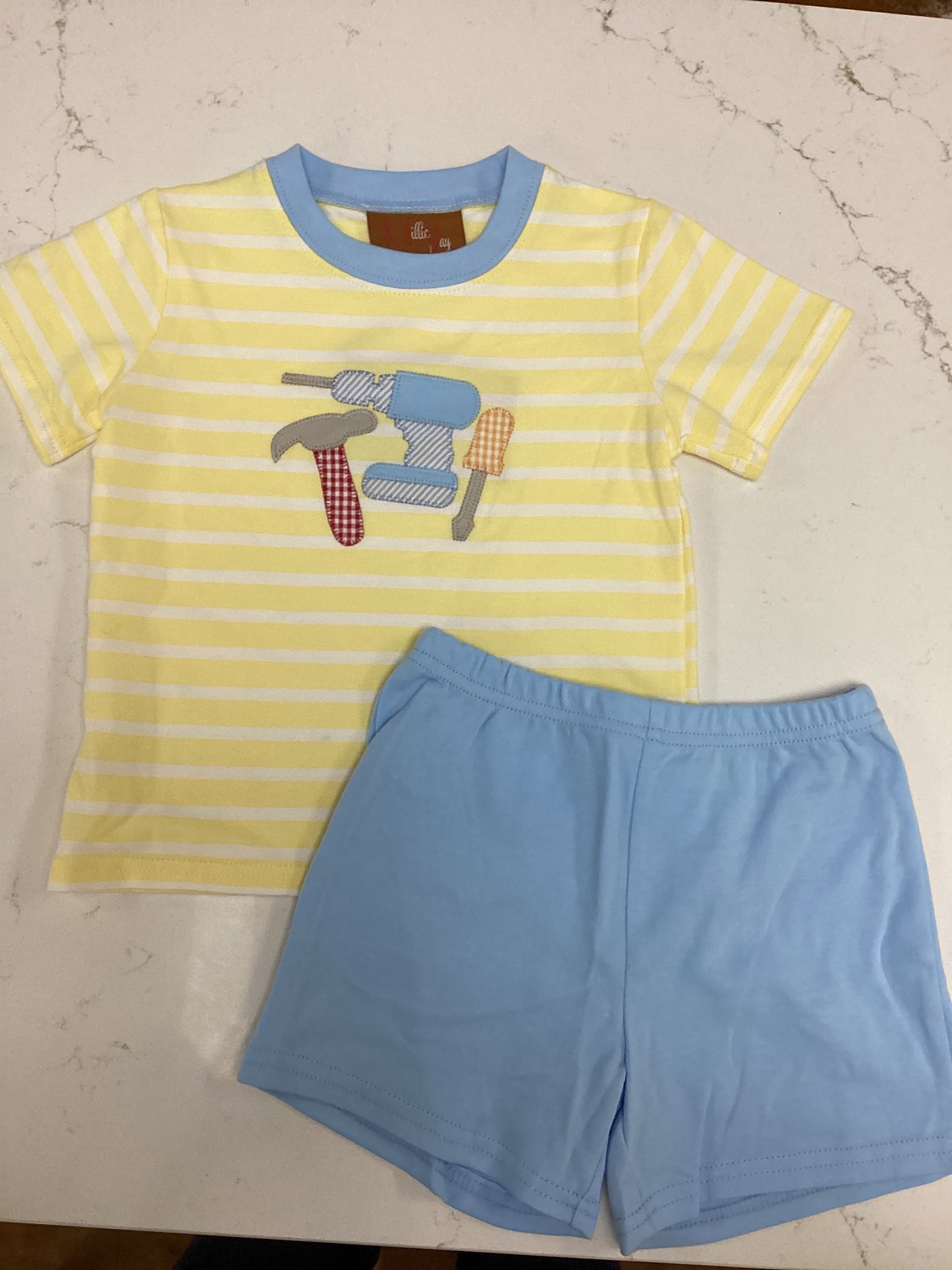 Yellow Striped Tool Short Set
