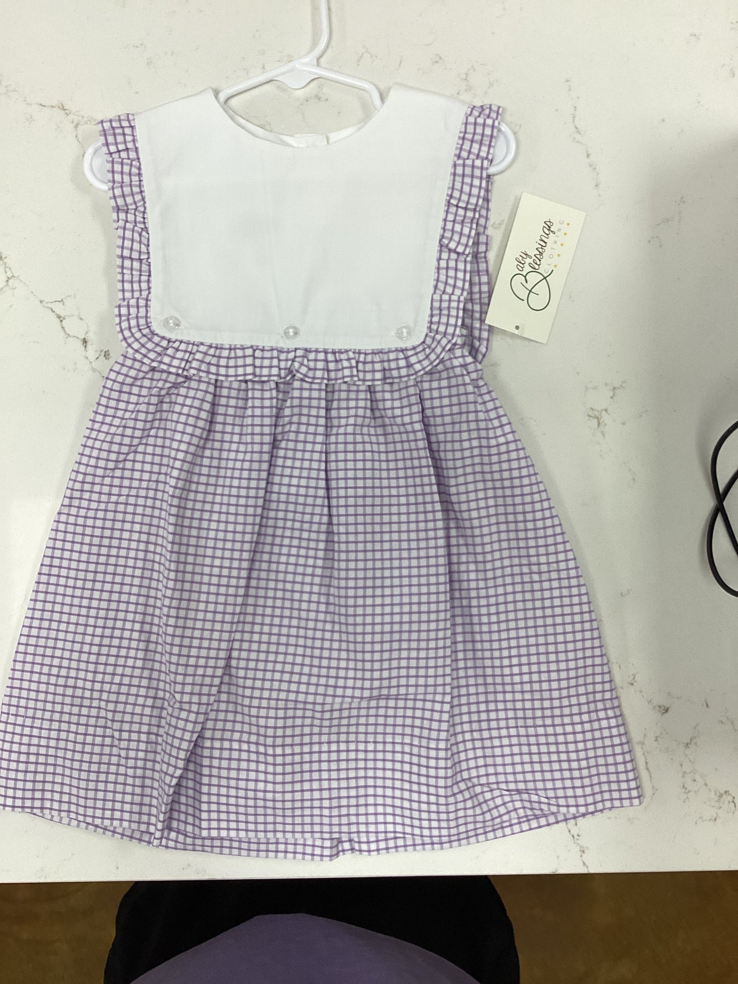 Baby Blessings Purple Gingham Dress