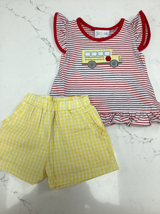 JB Striped School Bus Girls Short Set