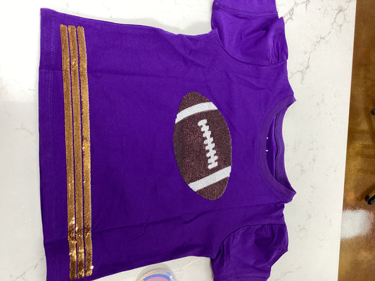 Azarhia Sequin Football Purple Tee