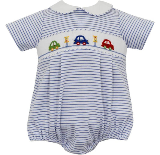 Cars Smocked Royal Blue Stripe Jon Jon