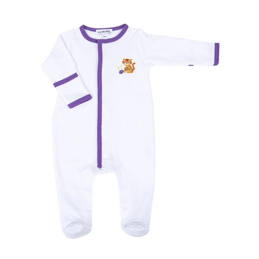 Tiger Pride Embroidered Footie - Purple Gold