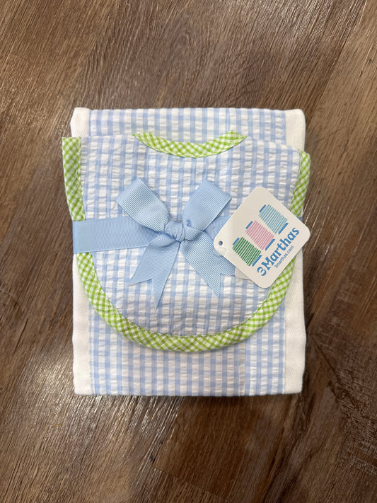 Blue&Green Burp and Bib Set