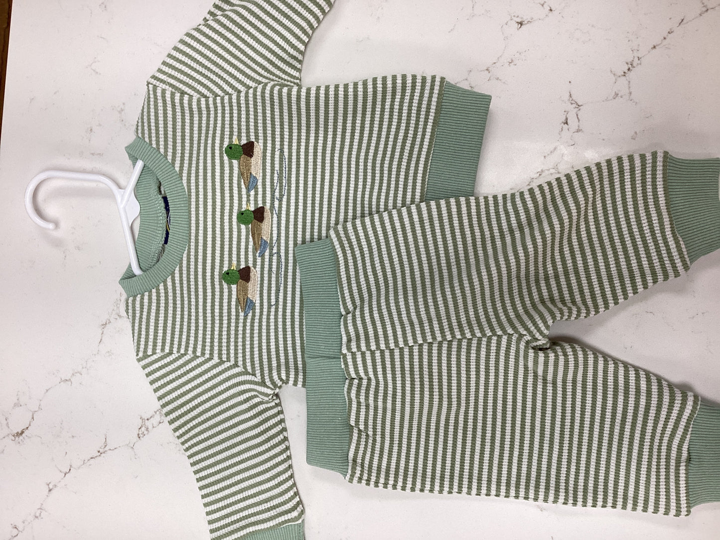 EJ Knit Duck Green Stripe Set