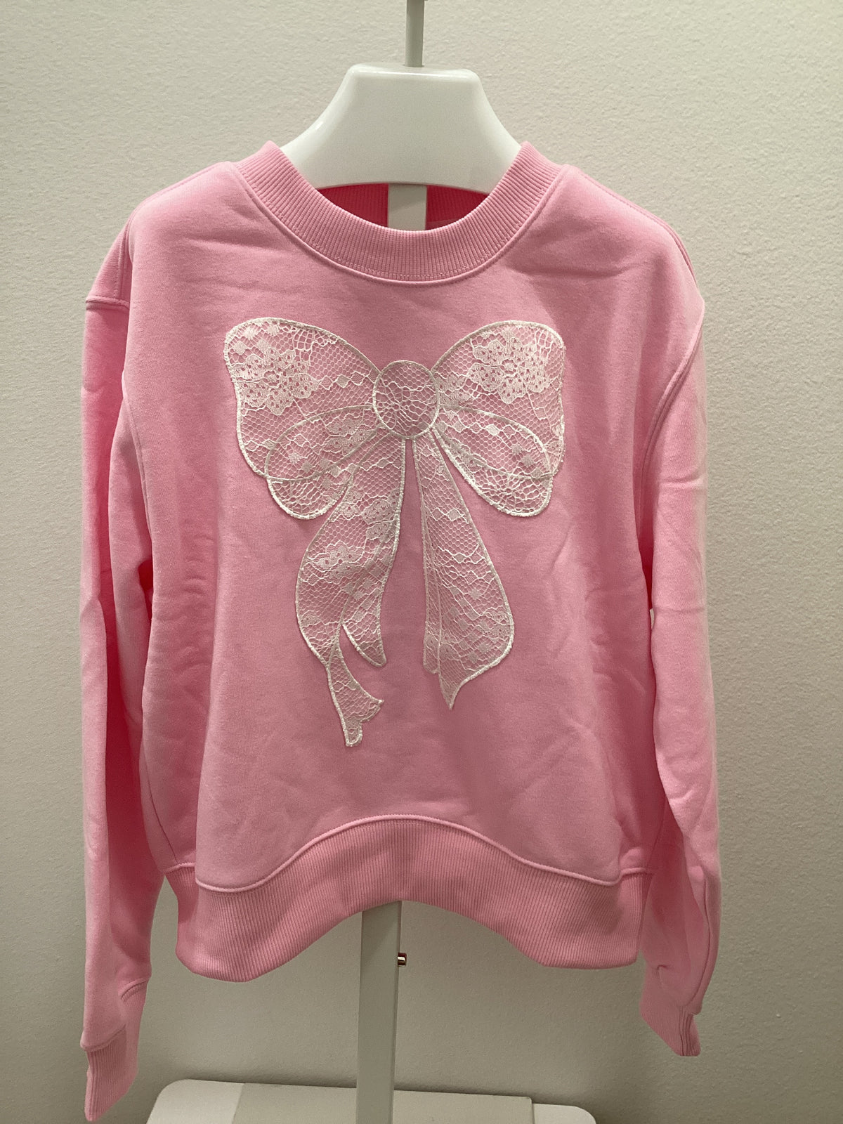 Lace Pink Bow Sweatshirt