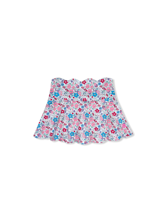 Zoe Scallop Skort - Bloomberry Floral, Power Pink