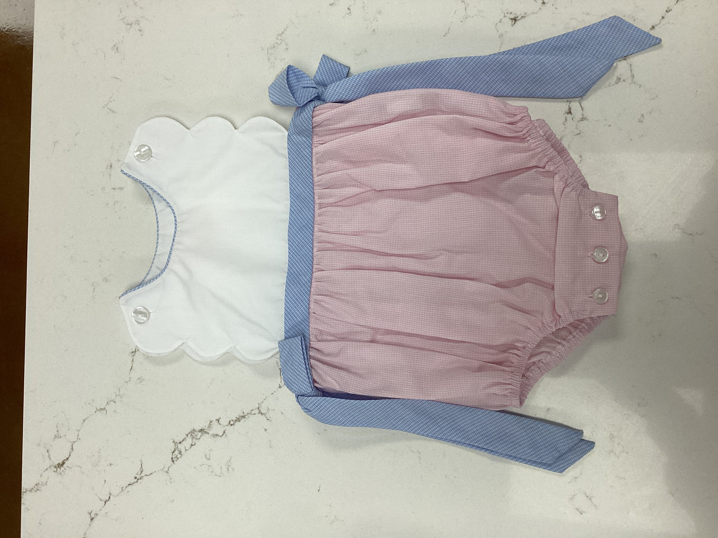 PB Scallop with Pink and Blue Gingham