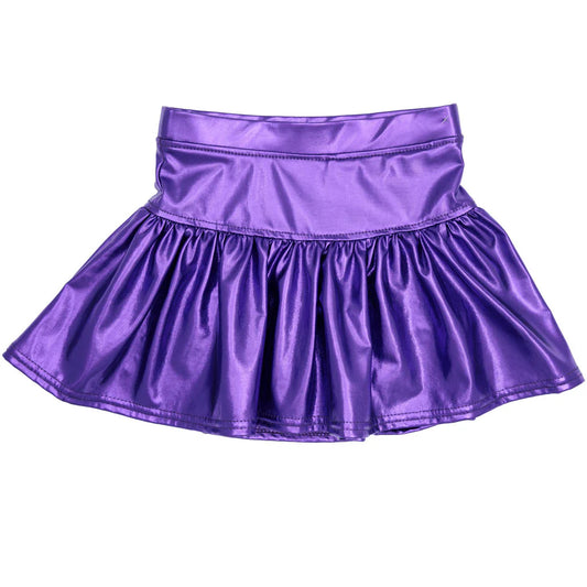 Metallic Gathered Skirt- Purple