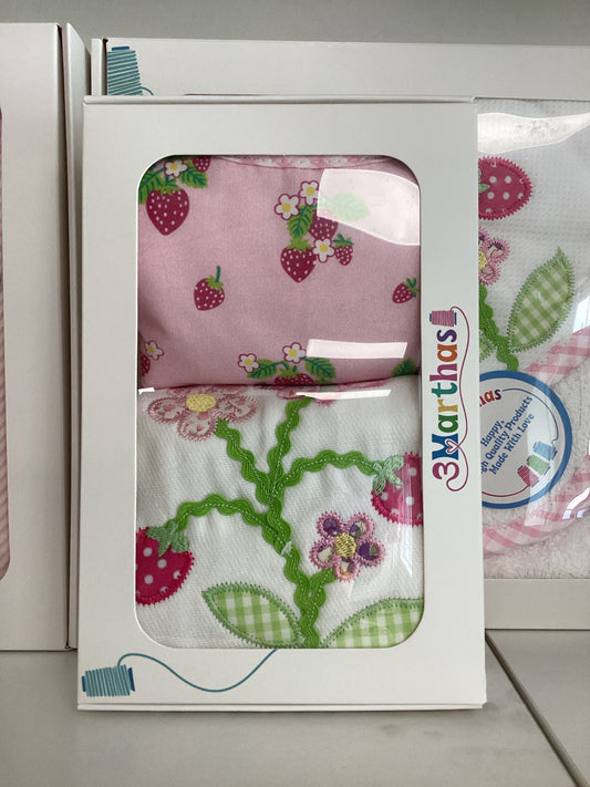 Strawberry Floral Burp & Bib Set