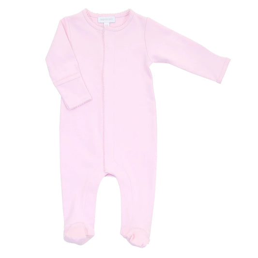 Solid Pink Magnolia Baby Footie Button