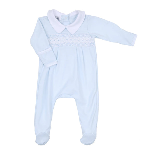 FREYA & FINN SMOCKED FOOTIE - BLUE