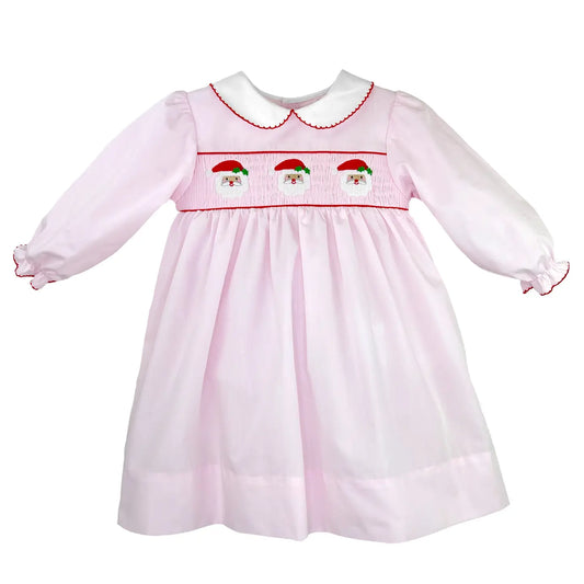 PA Smocked Pink Santa Dreas