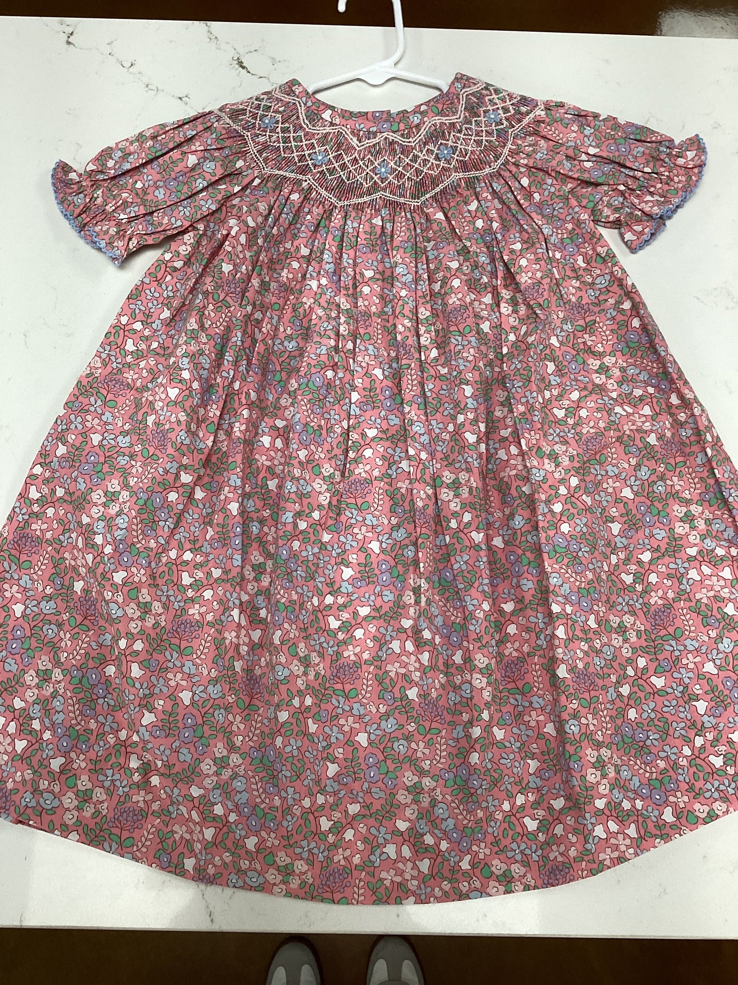TS Smocked Pink Floral Dress