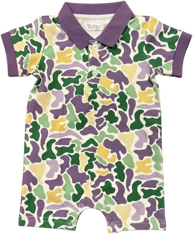 LB Kids Mardi Gras Camo Romper