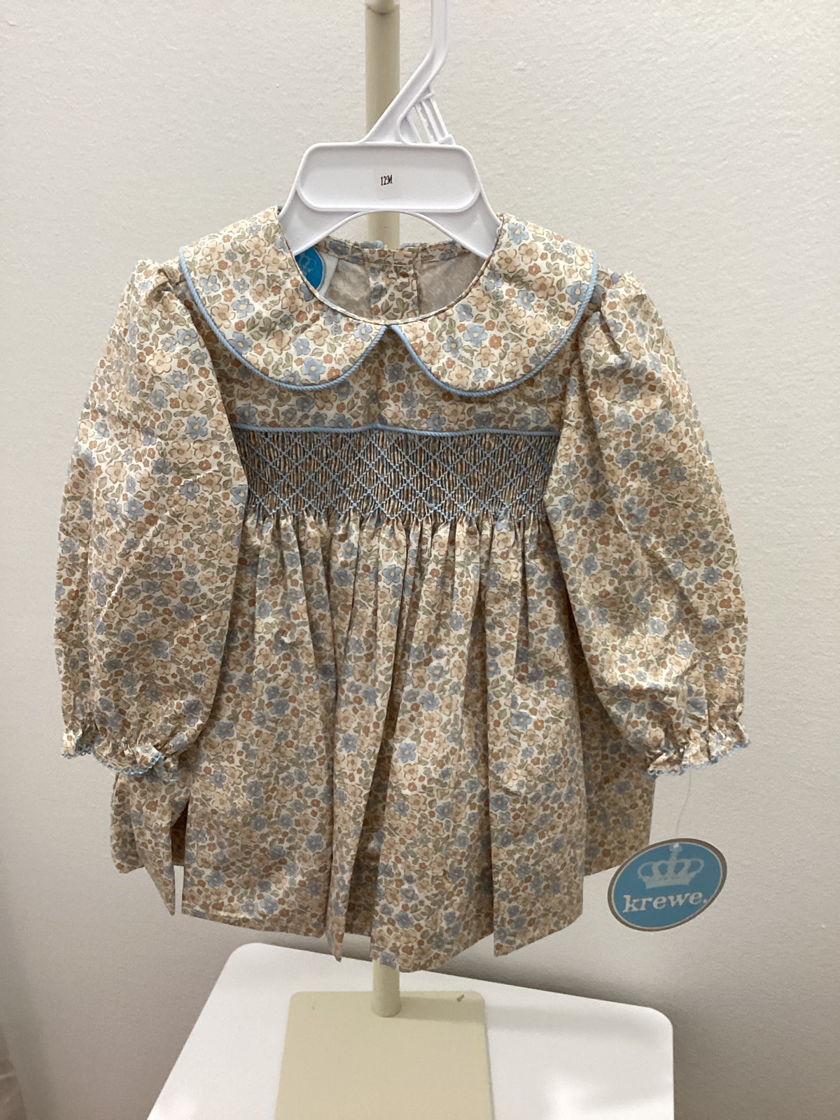 Krewe Blue Floral Smocked Dress