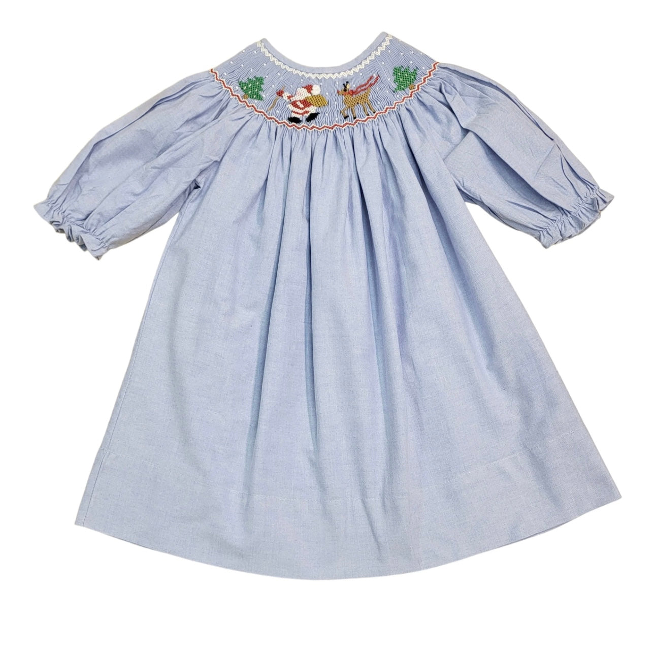 SD Santa Smocked Blue Dress