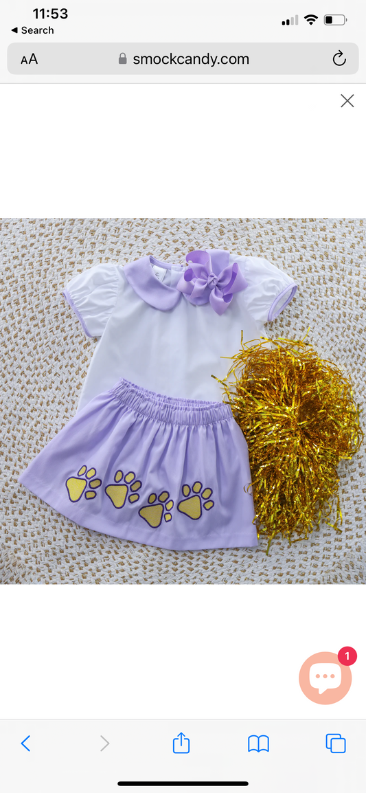 Purple and Gold Paw Girl Outfit