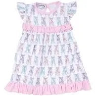Ballerina Girl a pink Printed Ruffle Toddler Dress