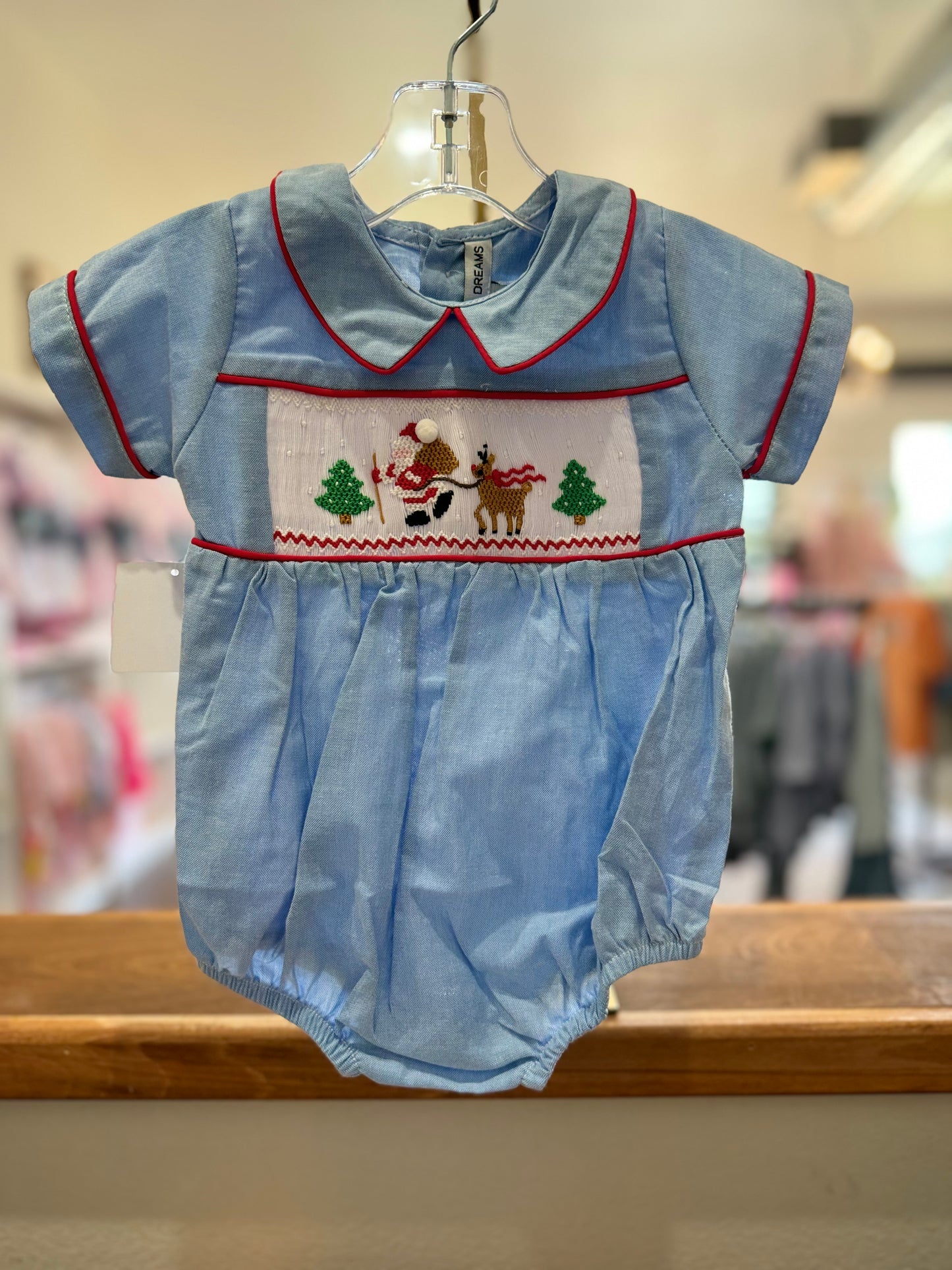 SD Santa Smocked Blue Bubble Boy