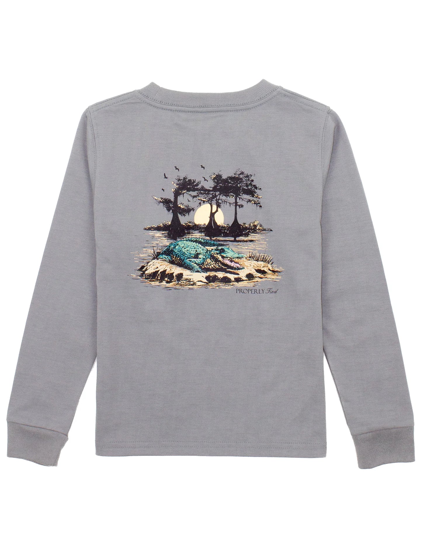 PP Boys Bayou Gator LS Grey Tee