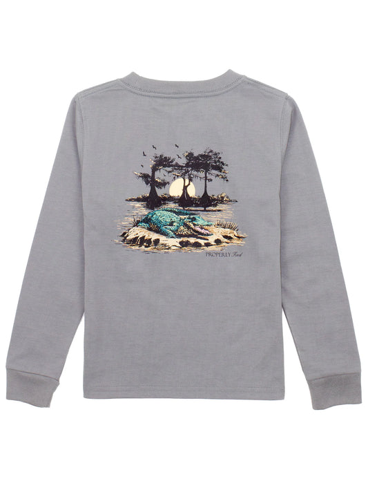 PP Boys Bayou Gator LS Grey Tee