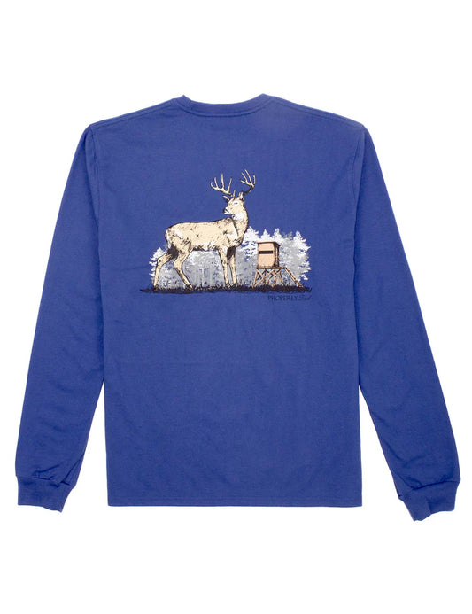 PP Boys Deer Season LS River Blue Tee