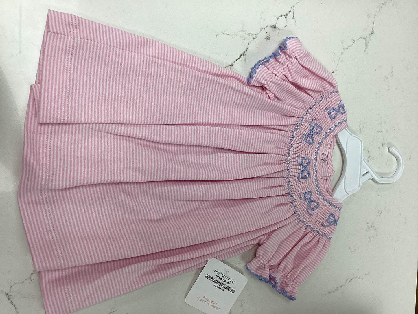 Petit Bebe Pink Bow Stripe Dress