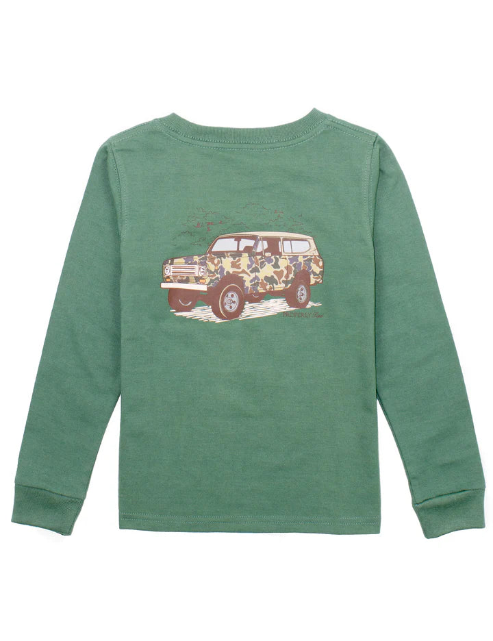 Boys Camo LS Fern Green Tee