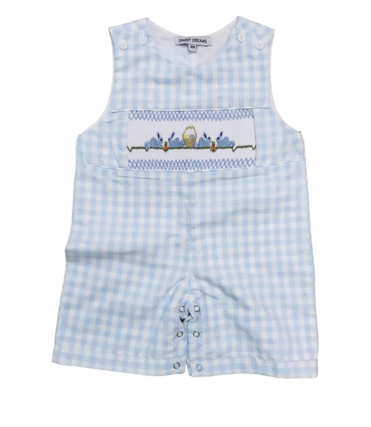 Blue Gingham Bunny&Basket Smocked Jon Jon