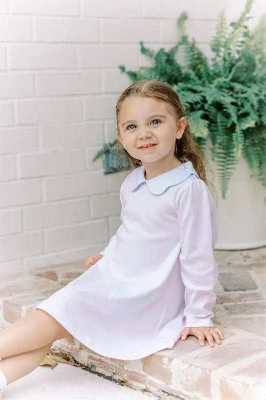 Pink Stripe Scallop Dress