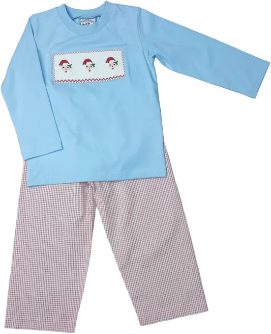 BS Santa Smocked Boys Pant Set