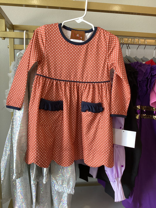 Rylee Dress- Rust Dot