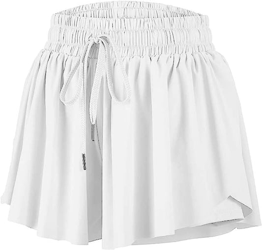 Butterfly Flowy White Shorts