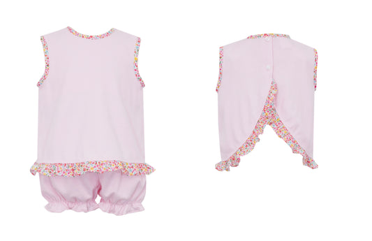 Isabella Pink Knit Bloomer Set W/ Floral Liberty Print