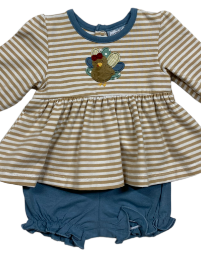 Turkey Appliqué Girls Bloomer Set