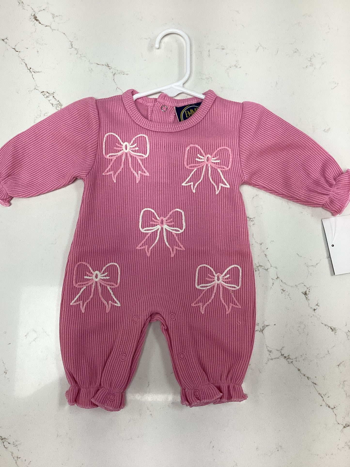 EJ Pink Ruffled Bow Romper