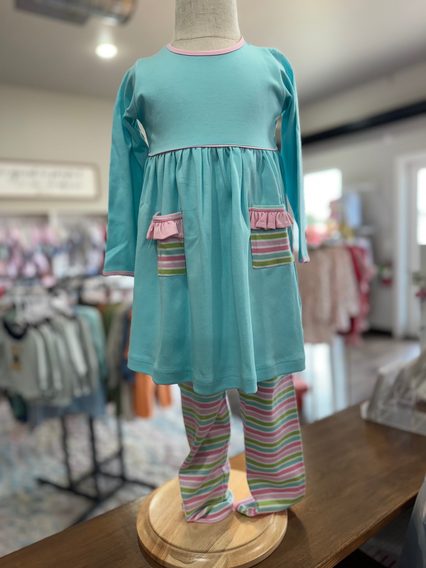 Squiggles  Aqua Popover Dress w/Leggings