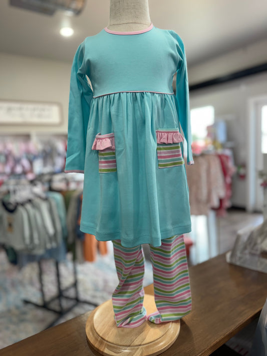 Squiggles  Aqua Popover Dress w/Leggings