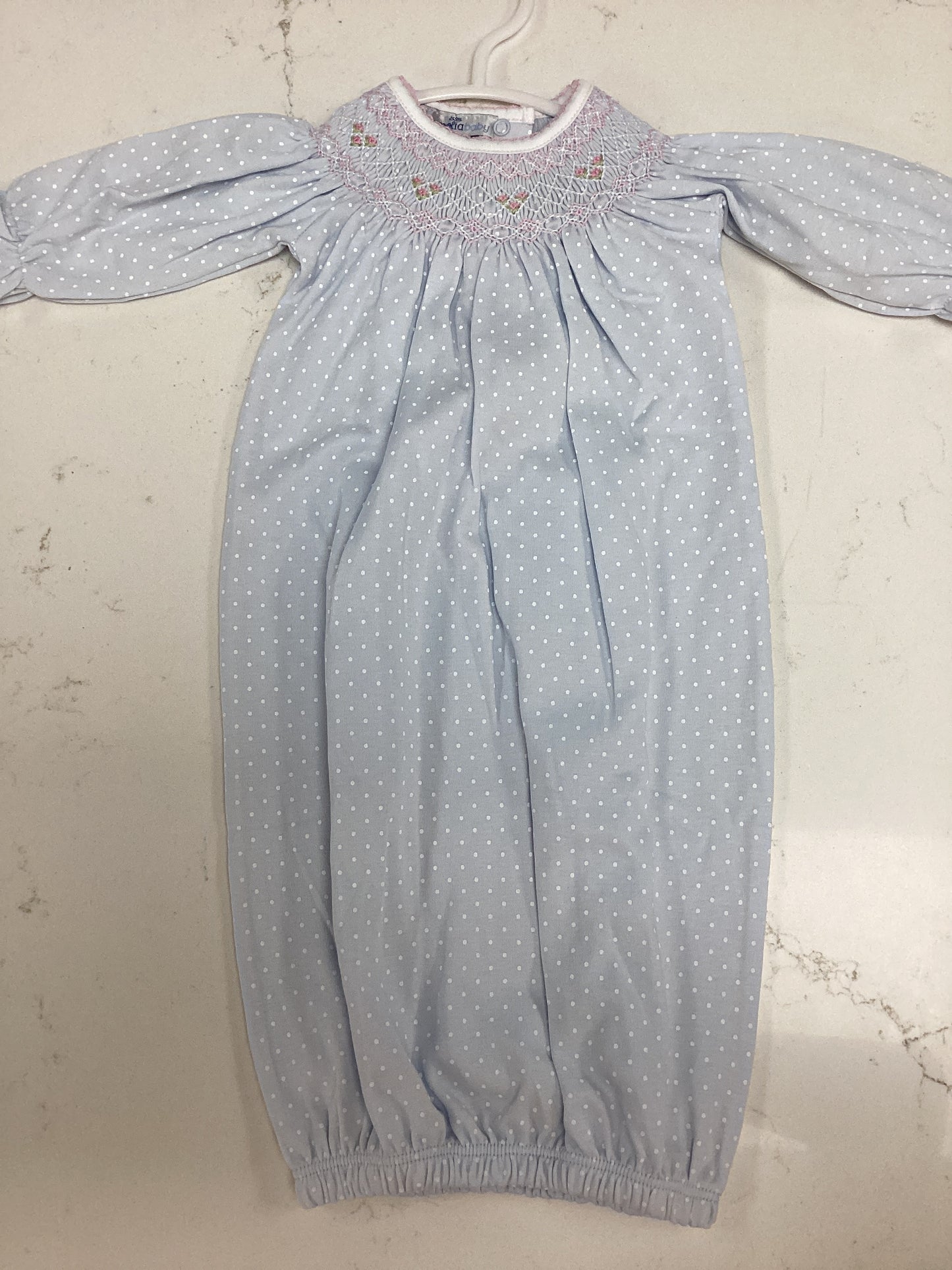 MB Smocked Polka Dot Gown